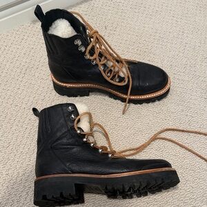 Marc Fisher Black Winter Boots with Tan Laces
